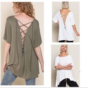 Pol Olive Laced Up Back High -Low Top